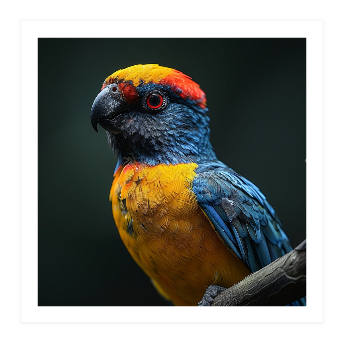 Close Up Colorful Parrot Perched On A Branch (Print Only)