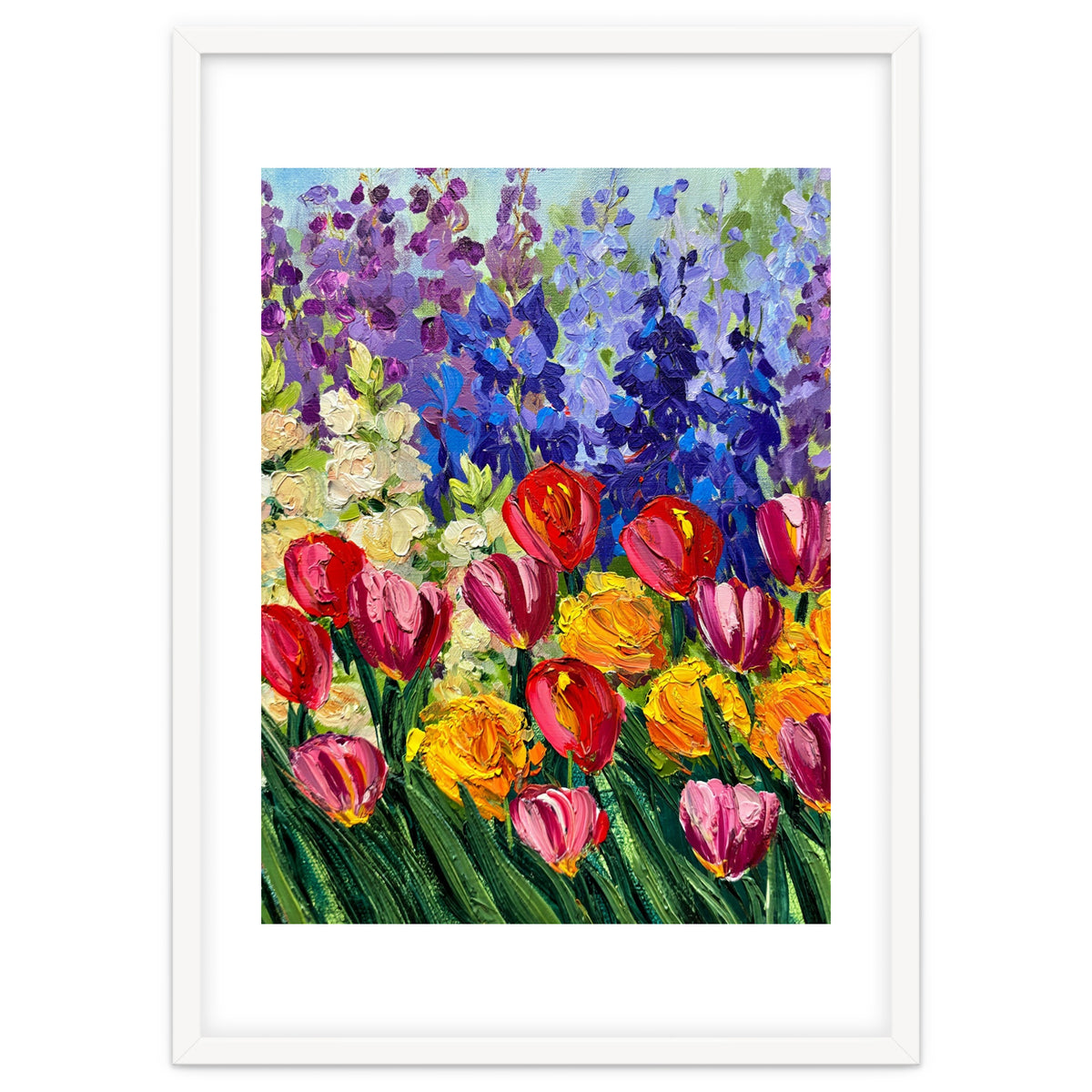 Vibrant Summer Tulip Garden Oil Painting