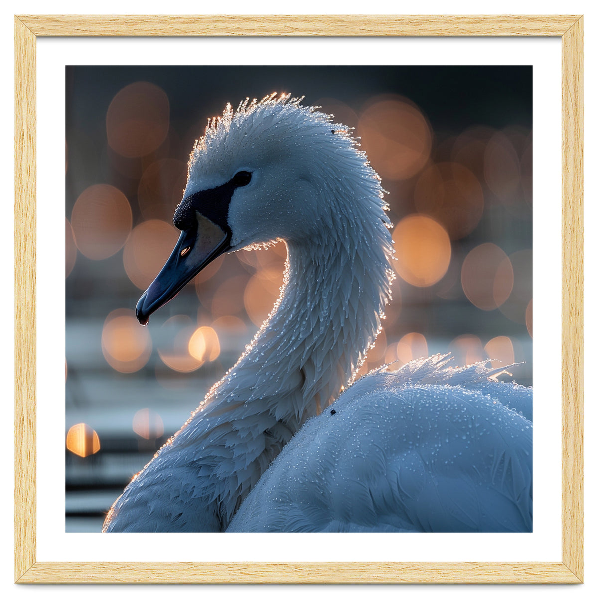 Close-up Shot of a Swan with Water Droplets