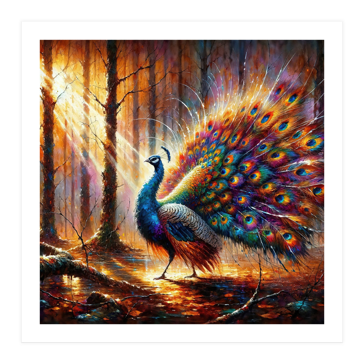 Majestic Peacock In Enchanted Forest (Print Only)