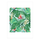 The Tropics | Jungle Botanical Bird of Paradise Illustration | Forest Palm Monstera Banana Leaves (Print Only) thumbnail