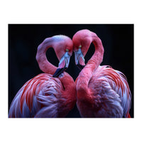 Two Pink Flamingos Forming A Heart Shape (Print Only)
