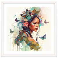 Floral Native Warrior Woman Butterfly Dance