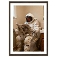 Retro AstronautReading Newspaper, Toilet Humor, Astronaut on Toilet