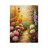 Golden Hour Summer Garden Path Oil Painting (Print Only)