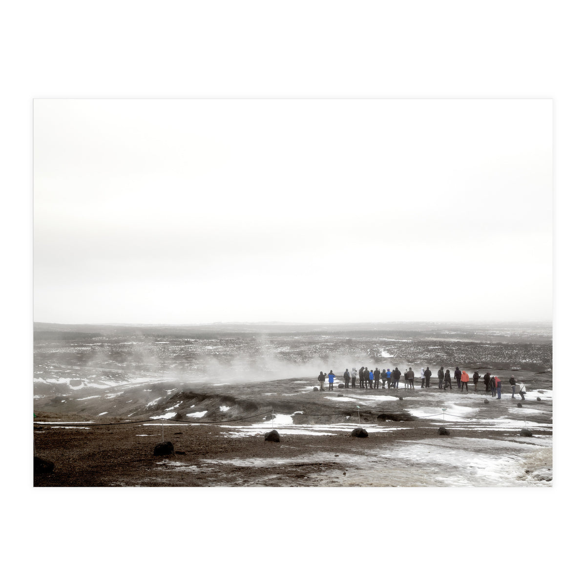 Tourists looking at the geyser - Iceland (Print Only)