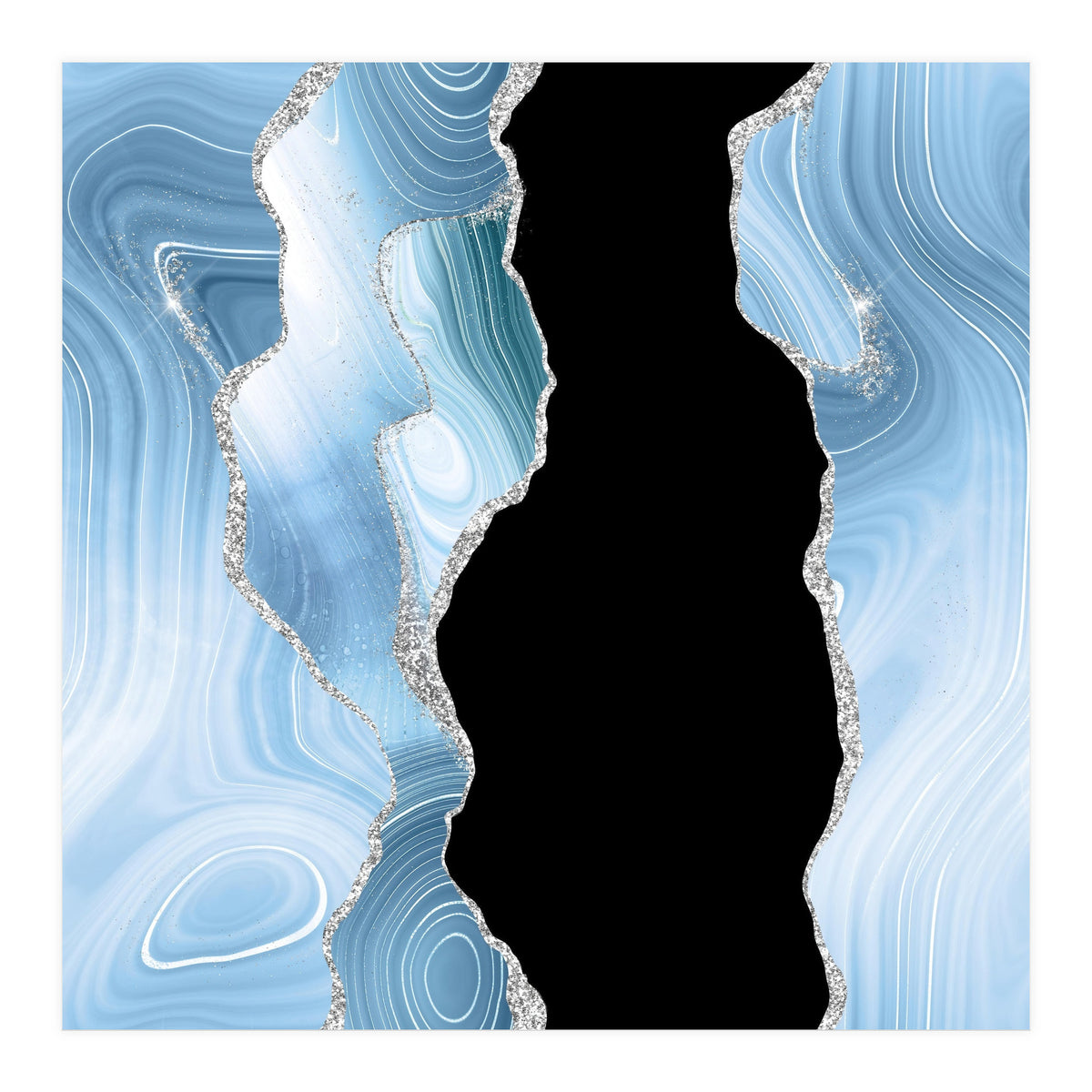 Blue & Silver Agate Glitter Texture 01 (Print Only)
