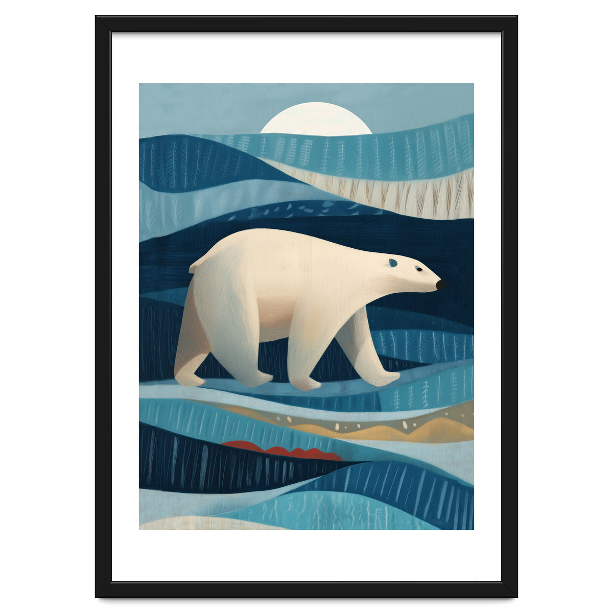 Polar Bear In The Blue Arctic