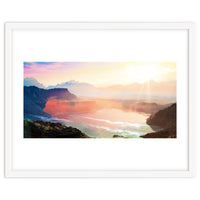 Sunrise Grandeur, Scenic Nature Landscape, Ocean Beach Travel Photography, Sea Waves Mindfulness