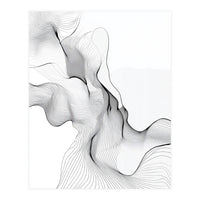 Abstract Black And White Flowing Lines (Print Only)