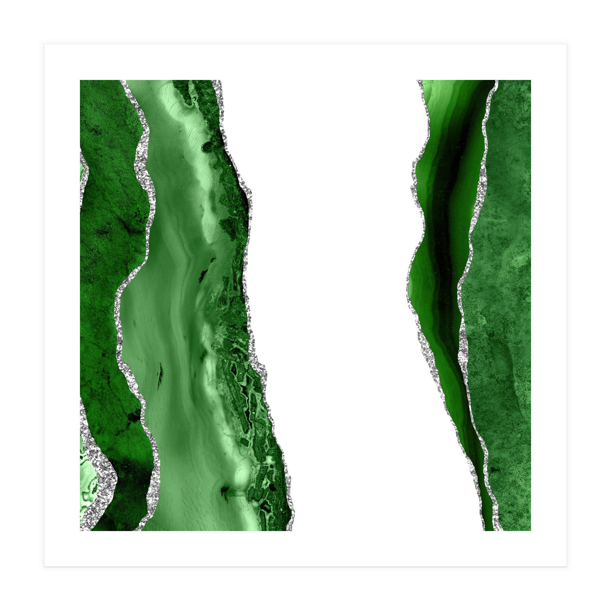 Green & Silver Agate Texture 14  (Print Only)