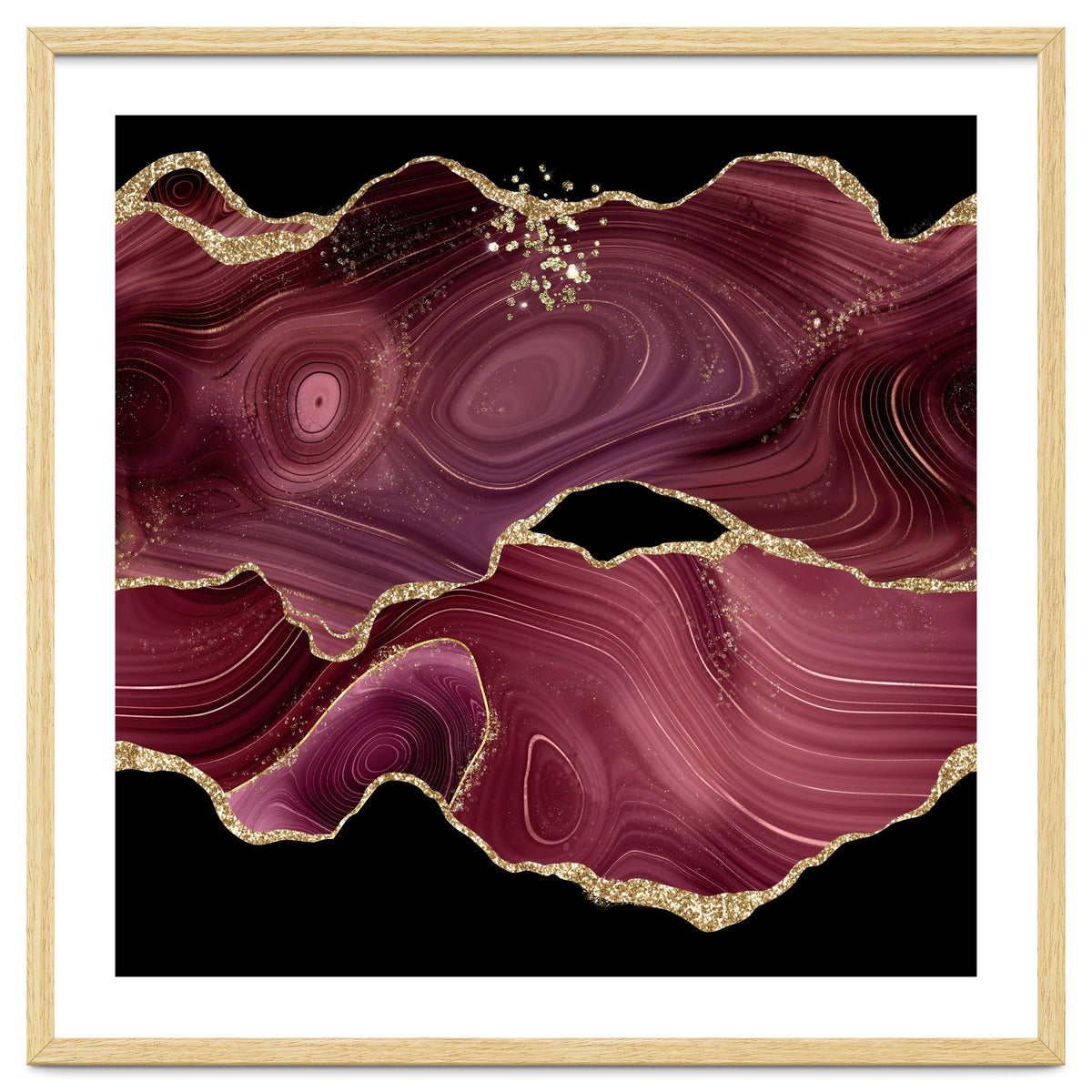 Burgundy & Gold Glitter Agate Texture 03