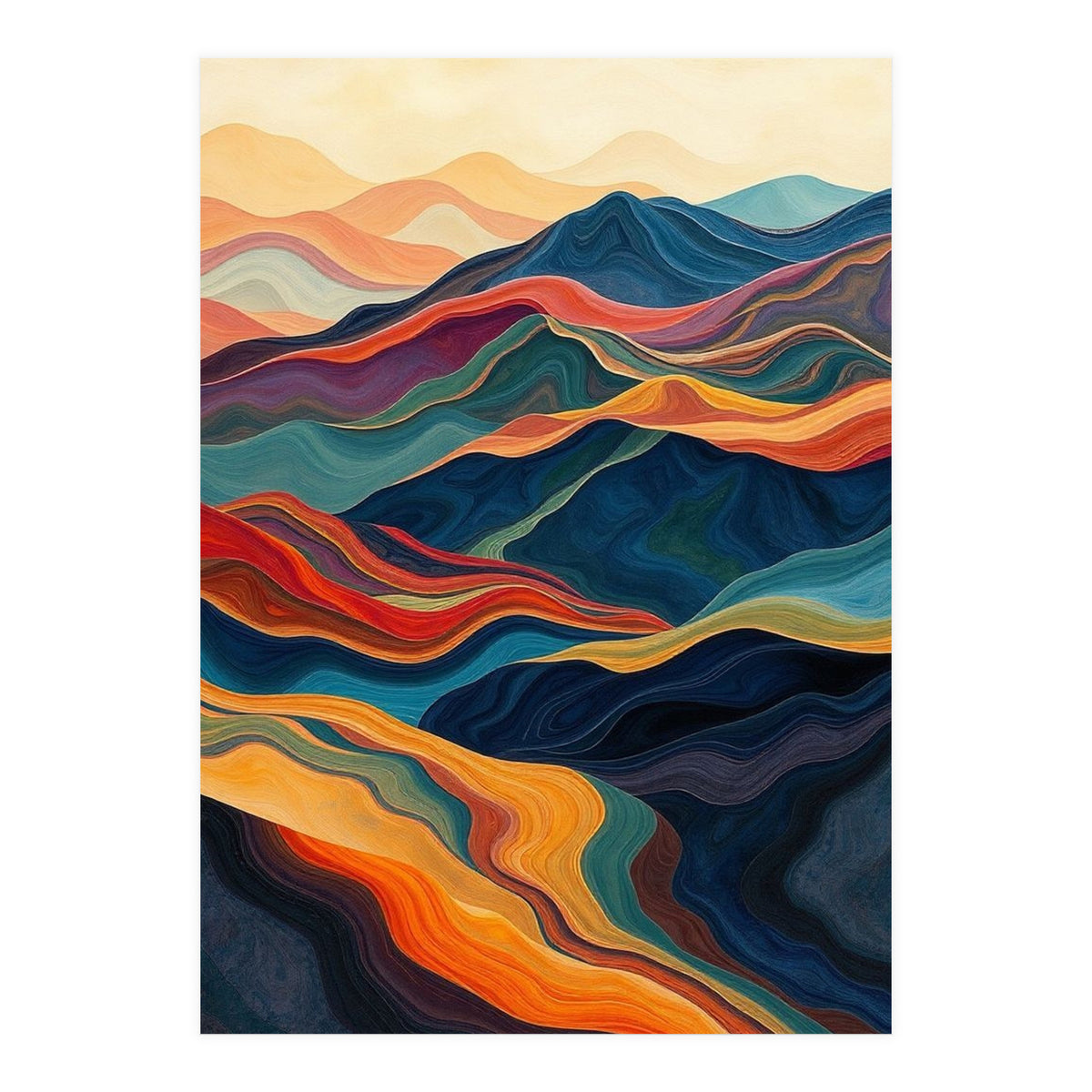 Abstract Mountain Landscape Art with Fluid Textures (Print Only)
