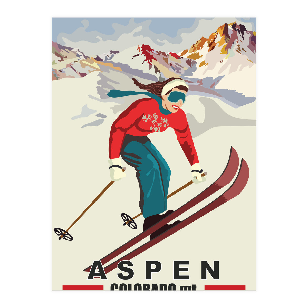 Aspen Ski Girl (Print Only)