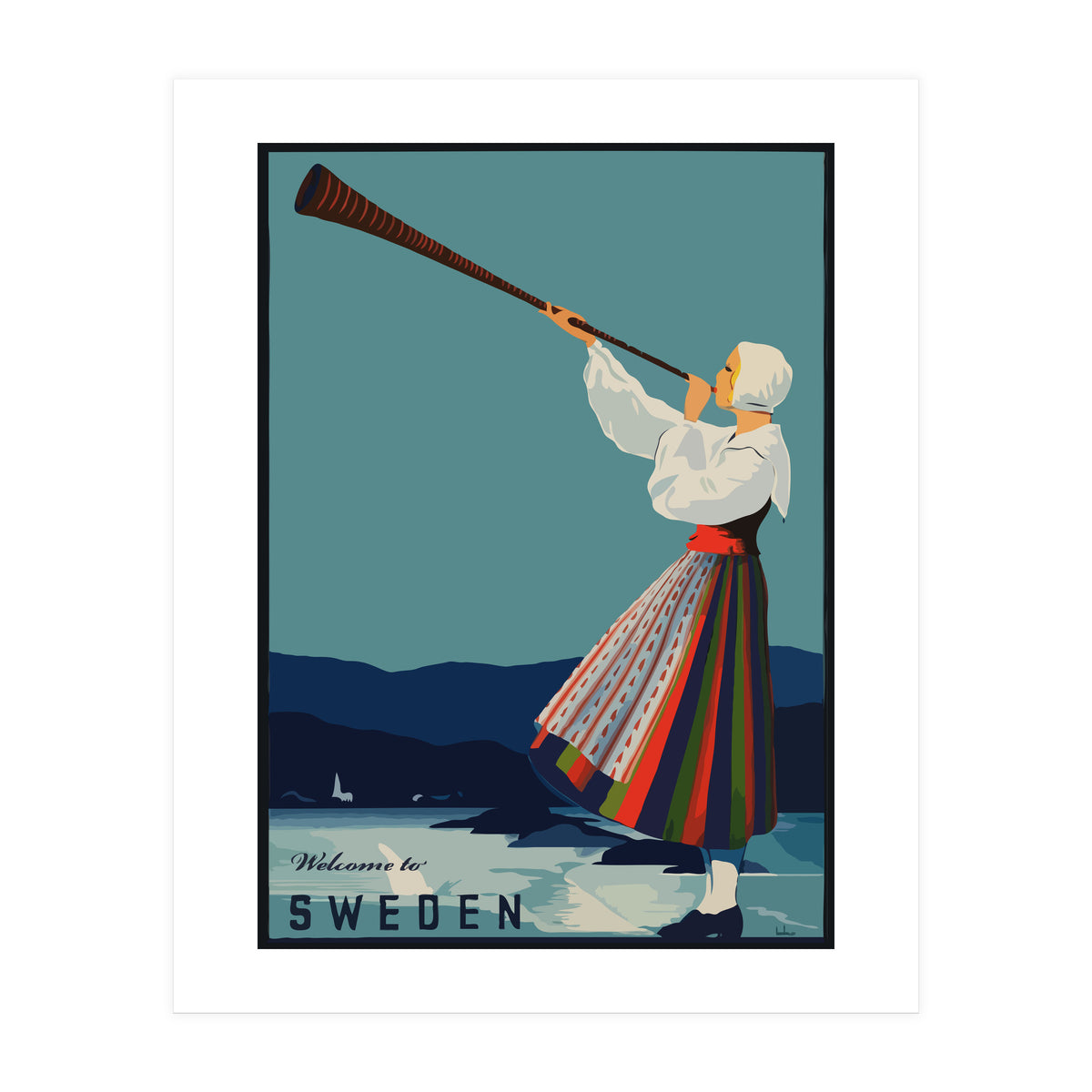 Sweden, Woman With Alp Horn (Print Only)