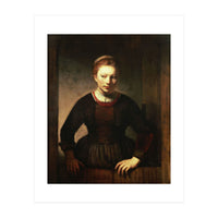 Rembrandt Harmenszoon van Rijn / 'Young Girl at an Open Half-Door', 1645. (Print Only)