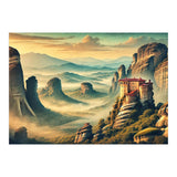 Vintage Greece, Meteora Monasteries Poster (Print Only) thumbnail