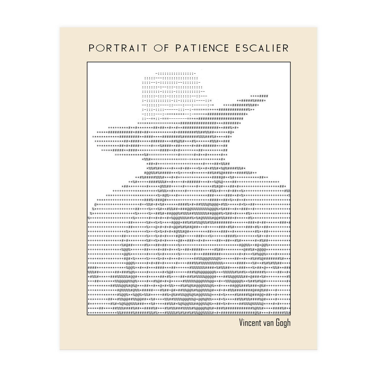 Portrait of Patience Escalier (1888) - Vincent van Gogh(ascii art)  (Print Only)