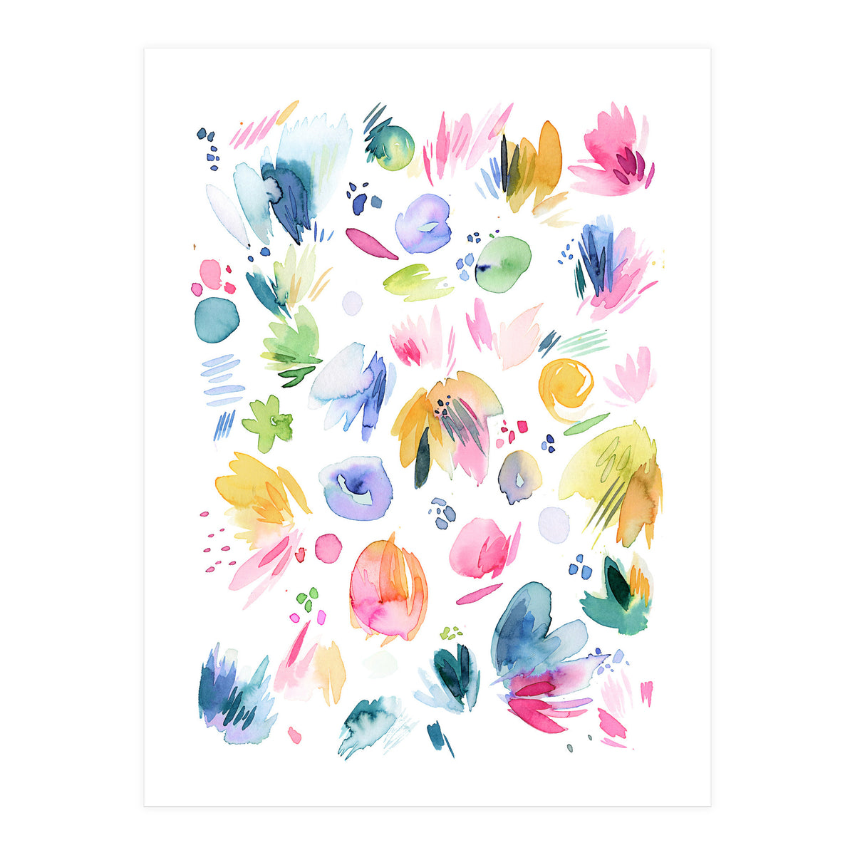Abstract Watercolor Summer Flowers I (Print Only)