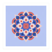 Mandala flower - blue and coral (Print Only)