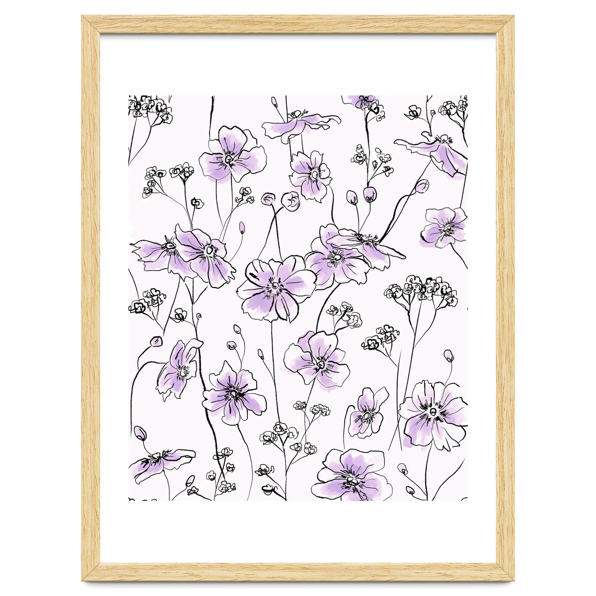 Wild Roses Floral Pattern - Purple