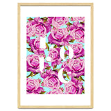 Love, Floral Typography Valentine's Graphic Design, Eclectic Modern Boho Botanical Rose Illustration thumbnail