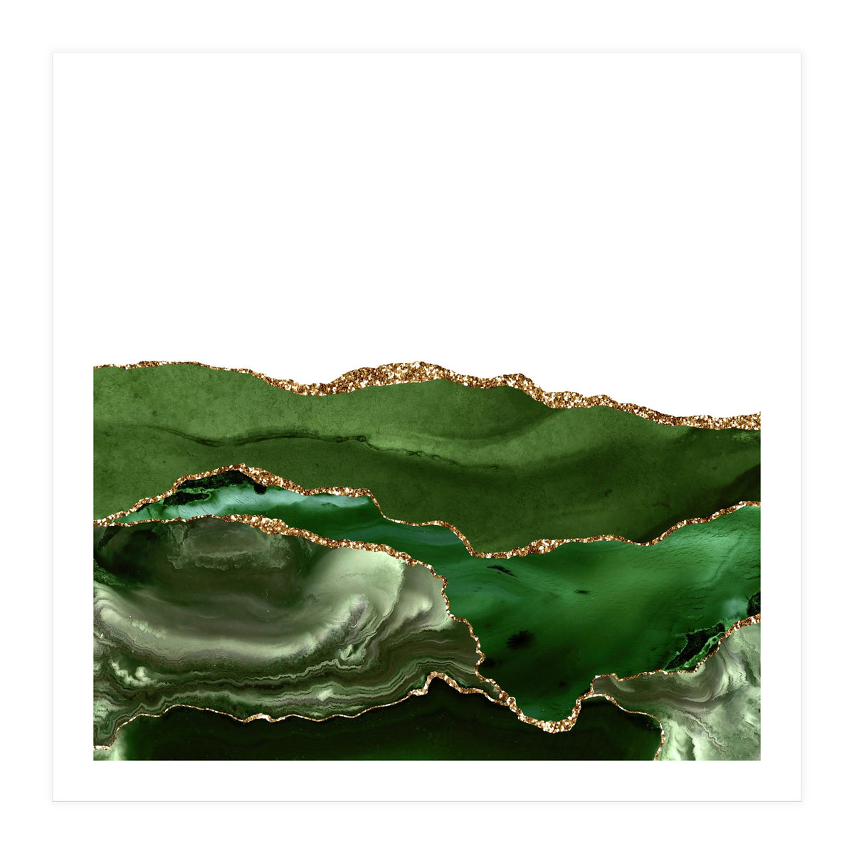 Green & Gold Agate Texture 25  (Print Only)