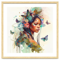 Floral Native Warrior Woman Butterfly Dance