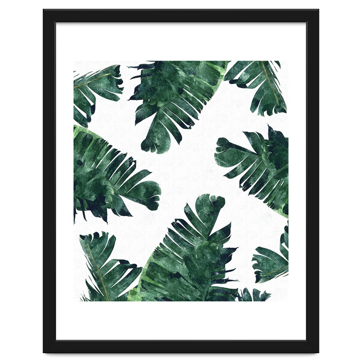 Banana Leaf Watercolor Painting, Tropical Nature Botanical Palm Illustration Bohemian Minimal Luxe