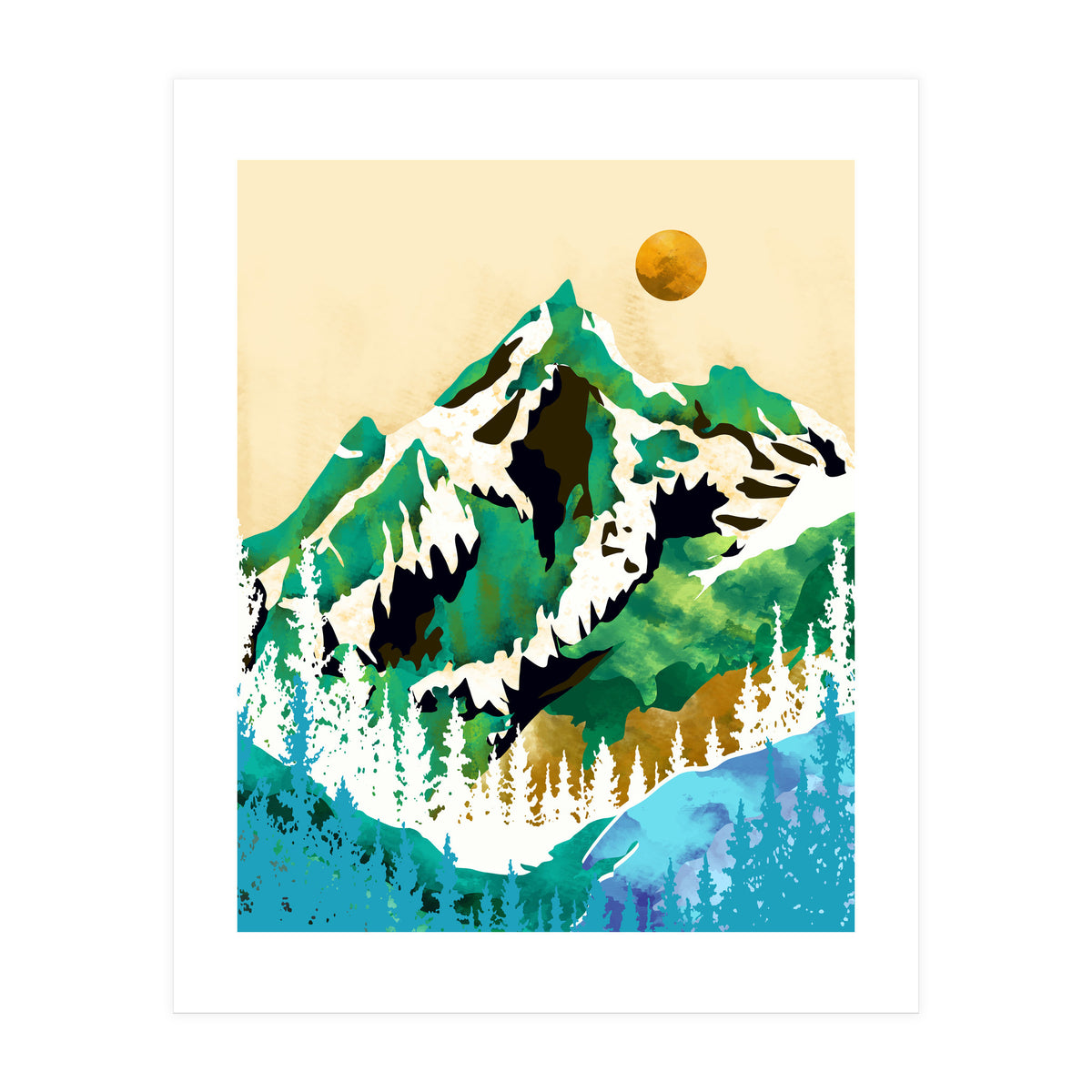 Grass Is Greener Wherever It Is Loved Positivity Nature Landscape Snow, Winter Mountains Painting Forest, Wild Travel Adventure (Print Only)