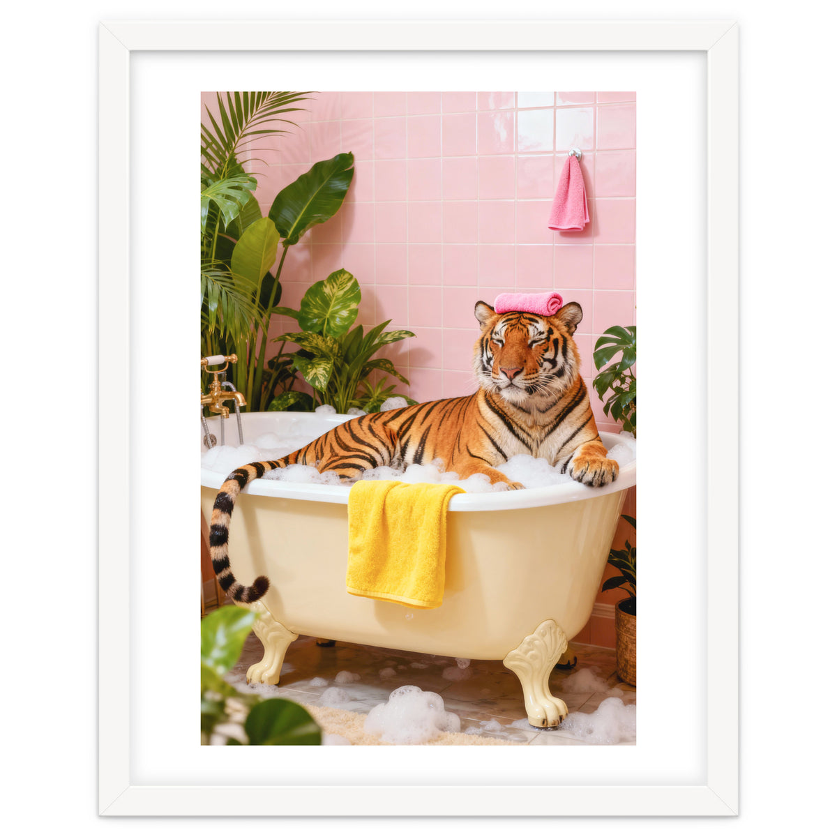 Leopard in Bathtub, Surreal Bathroom Scene