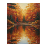 Golden Autumn Reflection: Impasto Forest Landscape (Print Only) thumbnail