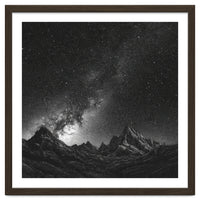 Starlit Mountain Majesty: Detailed Monochrome Milky Way