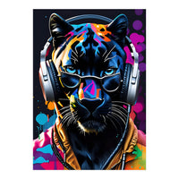 Panther In Headphones And Glasses (Print Only)