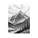 Majestic Alpine Mountain Range Sketch (Print Only) thumbnail