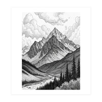 Majestic Alpine Mountain Range Sketch (Print Only)