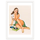 Sexy Pinup Woman Posing With Record Player thumbnail