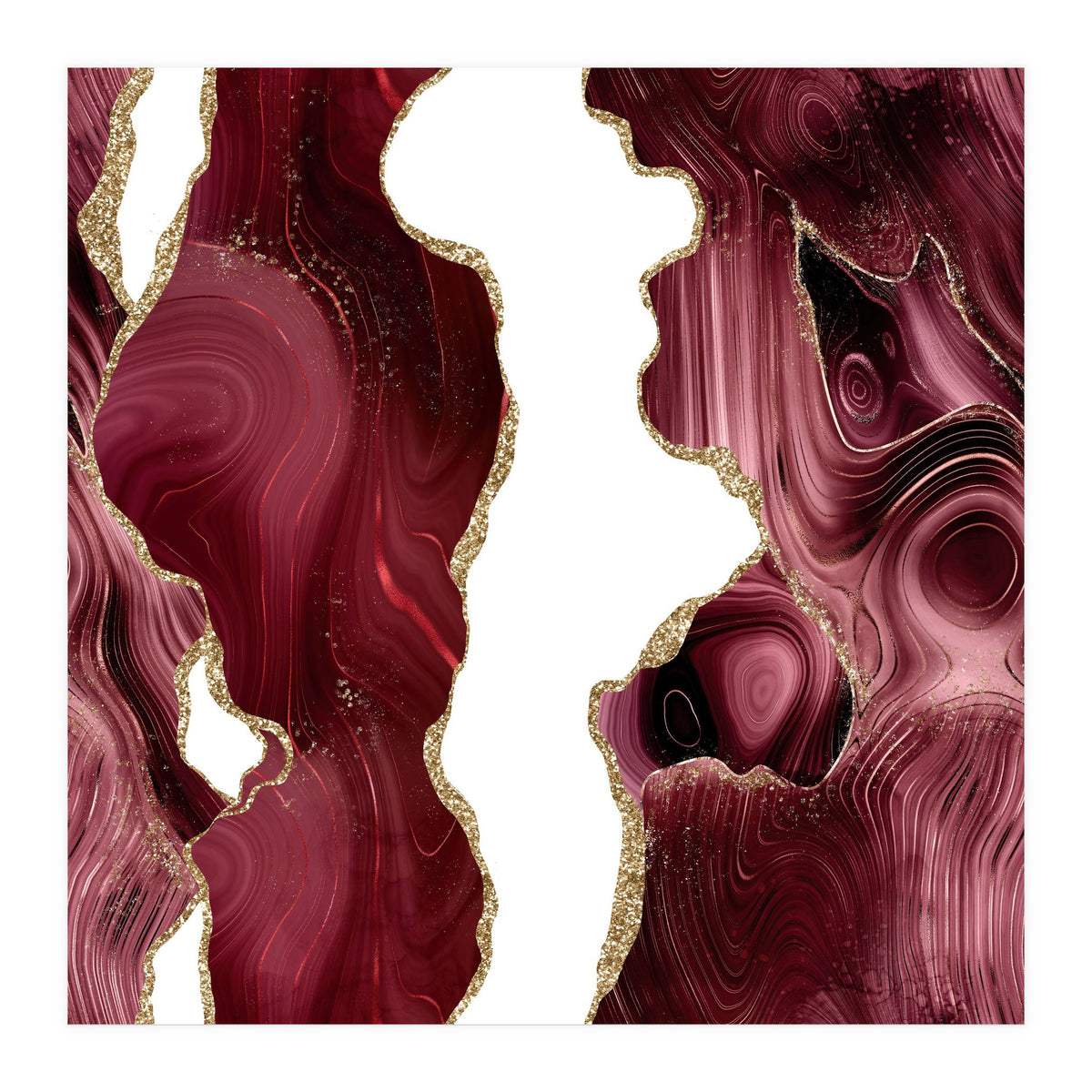 Burgundy & Gold Glitter Agate Texture 05  (Print Only)