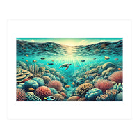 Vintage Australia, Great Barrier Reef Poster (Print Only)