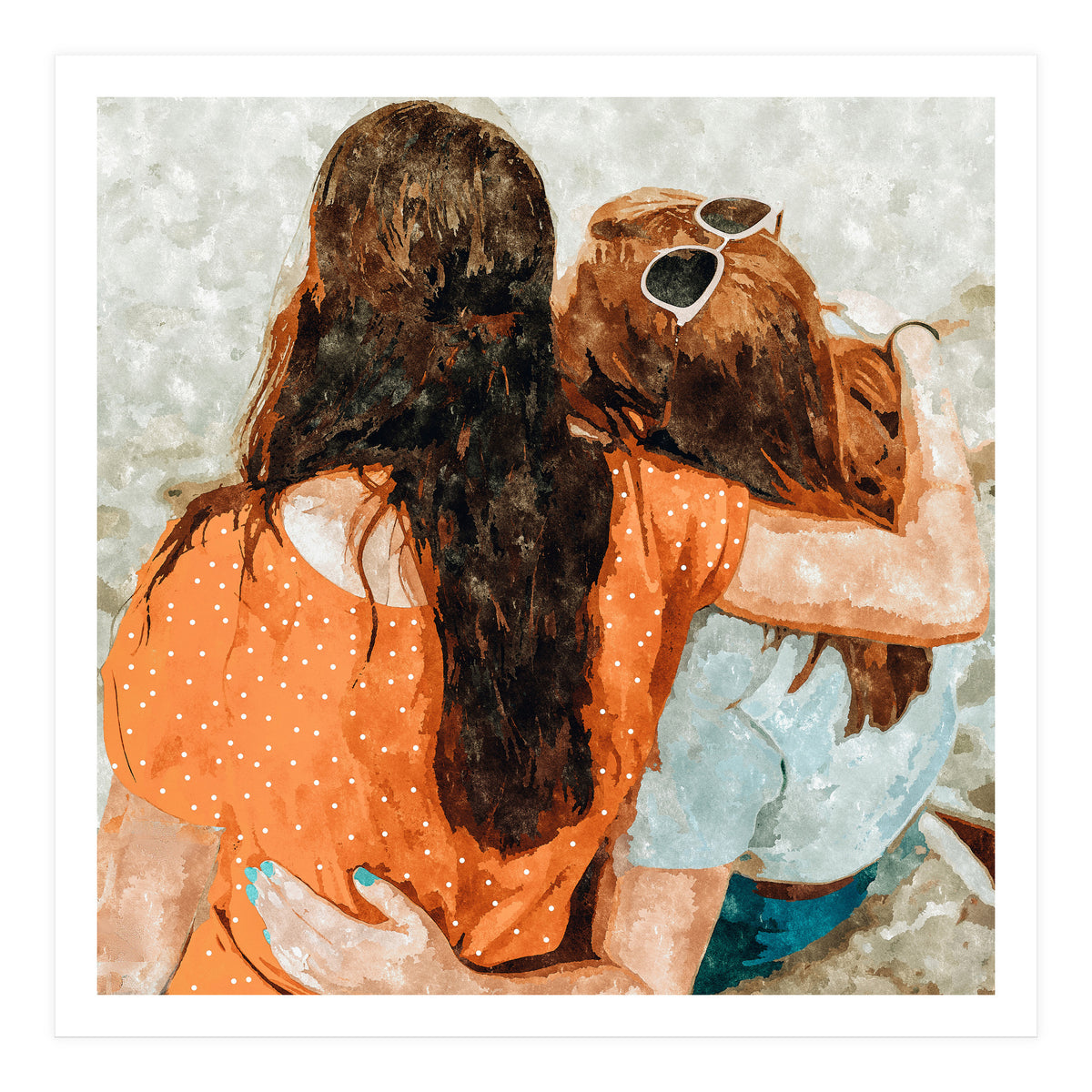 Soul Sisters | Modern Bohemian Friendship BFF Fashion | Friends Companion Summer Travel Painting (Print Only)