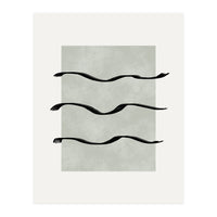Minimalist Japandi artwork with sage green surface and brush strokes (Print Only)