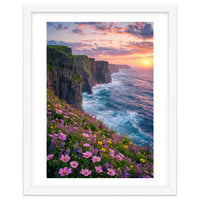 Coastal Sunset Wildflowers: Dramatic Ocean Cliffs and Floral Meadow