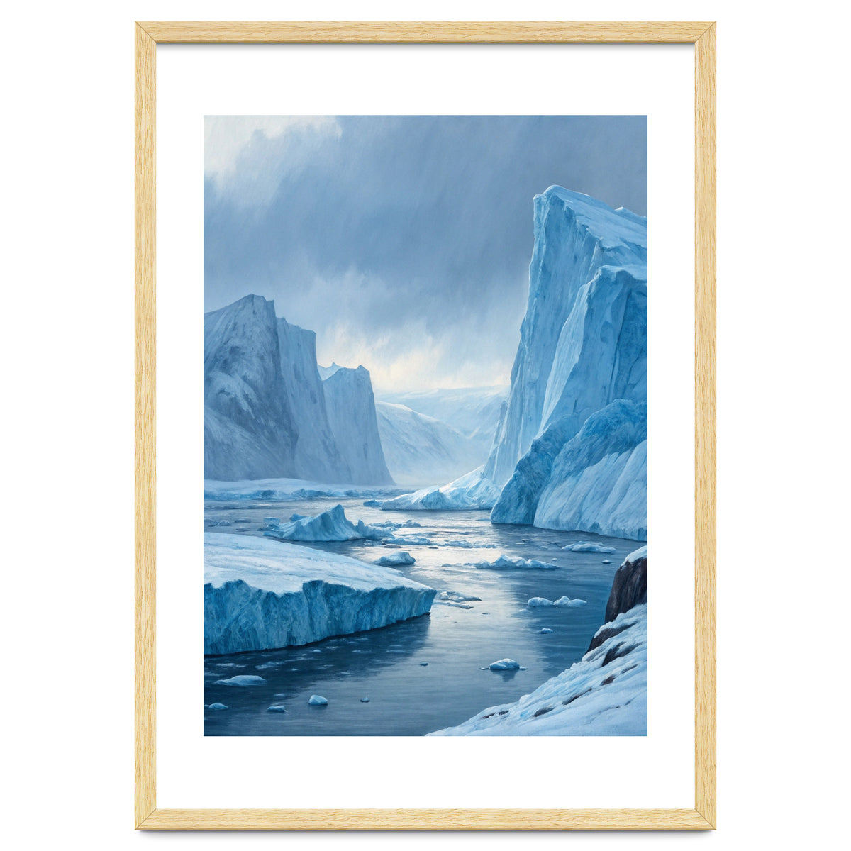 Majestic Arctic Icebergs and Glacial Valley