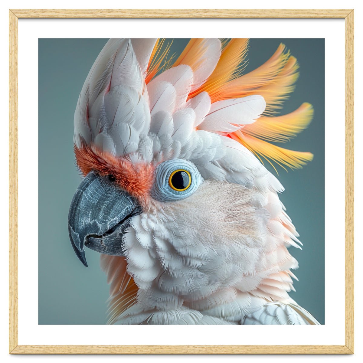 Salmon Crested Cockatoo Close Up Portrait