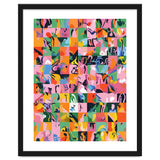Life On A Checkboard, Abstract Maximalism Eclectic Painting, Bohemian Pop Of Color Illustration thumbnail