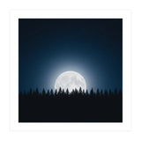 Midnight Serenity: Full Moon Over Forest Silhouettes (Print Only) thumbnail
