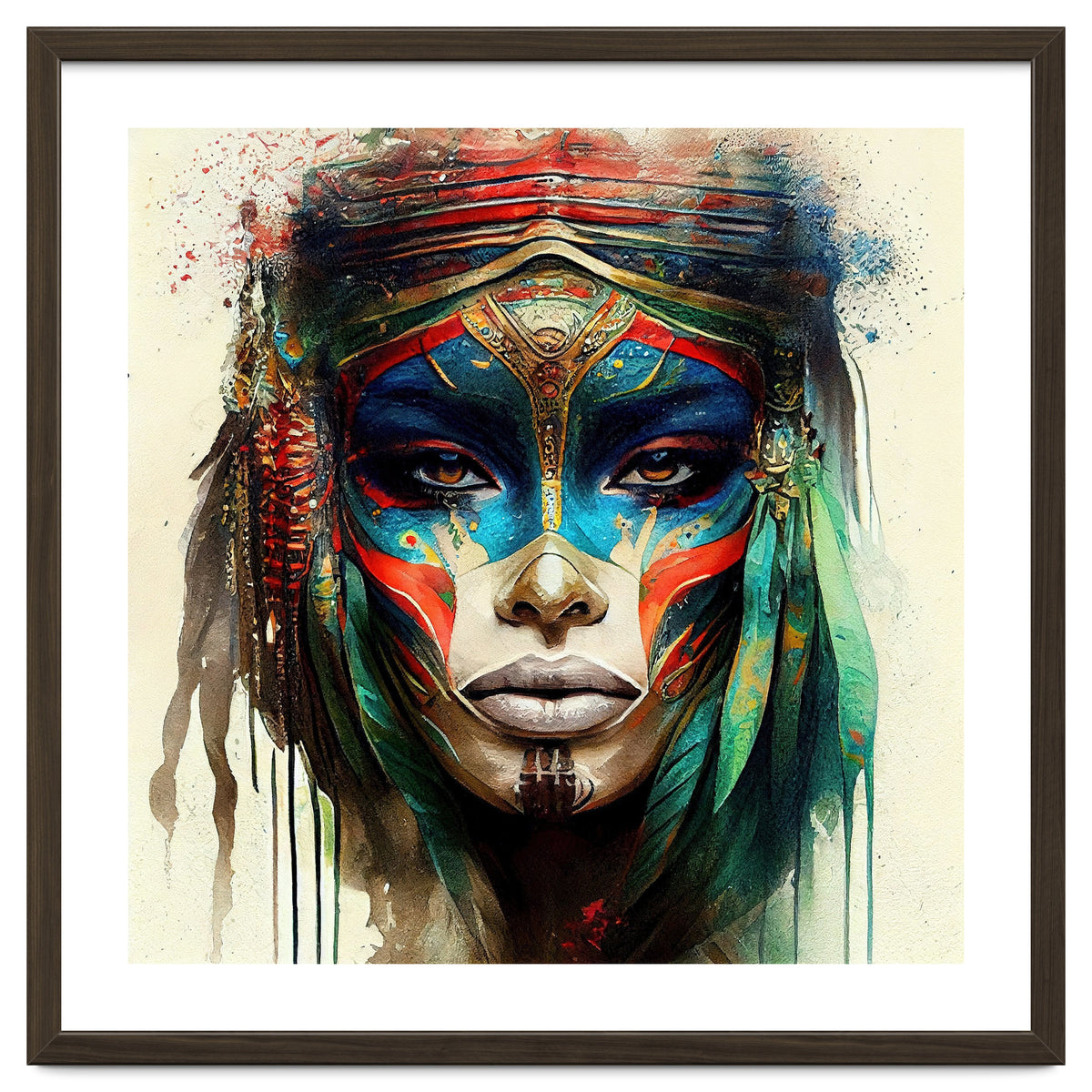 Turquoise Warrior Woman Portrait