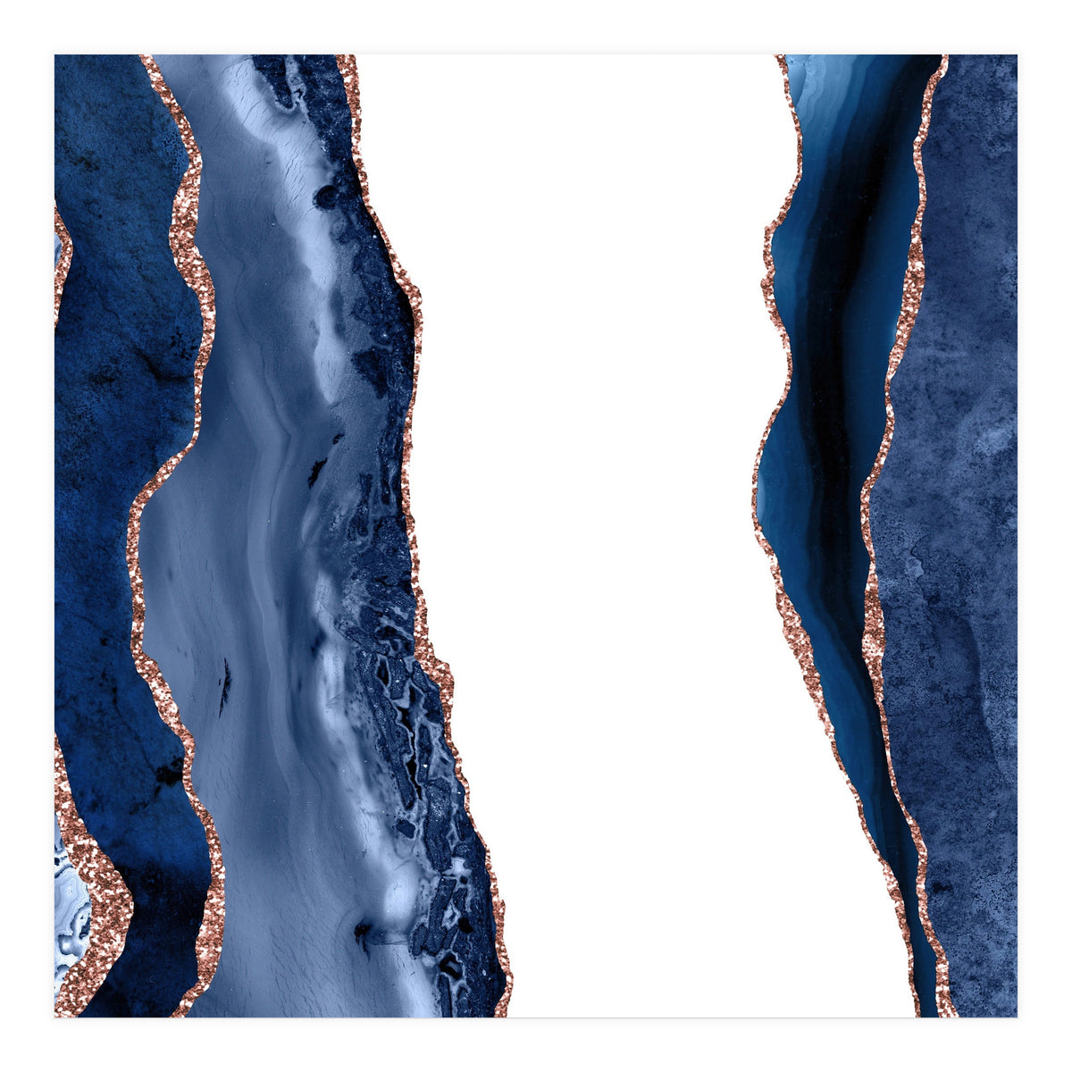 Navy & Rose Gold Agate Texture 28  (Print Only)