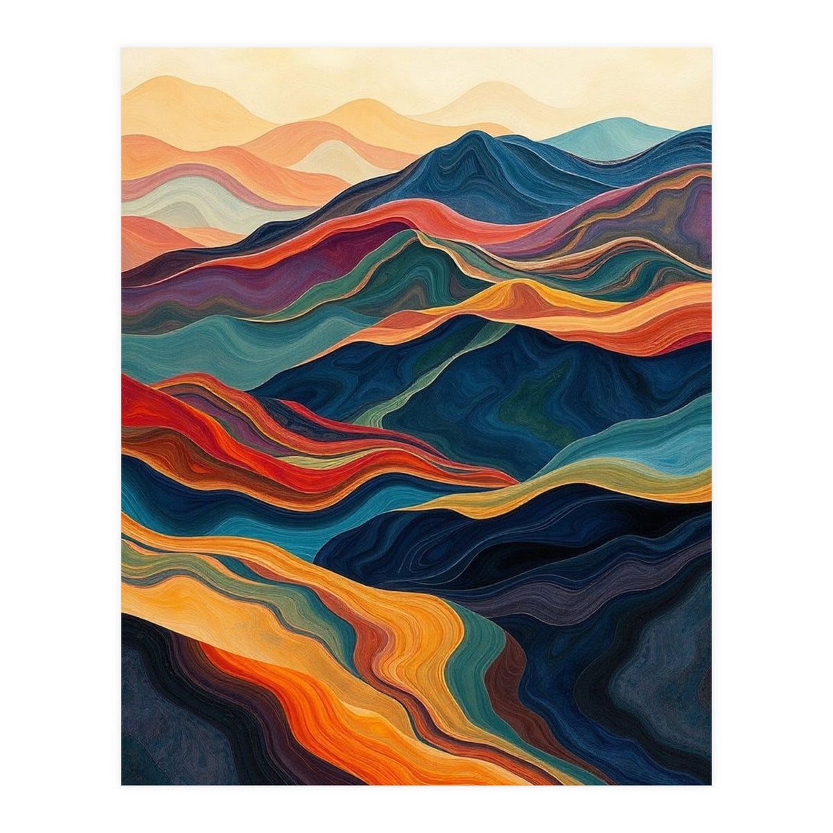Abstract Mountain Landscape Art with Fluid Textures (Print Only)