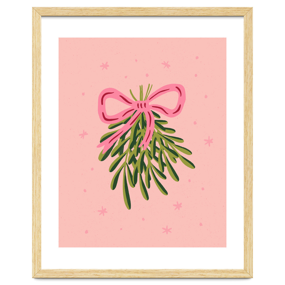 Mistletoe And Pink Bow